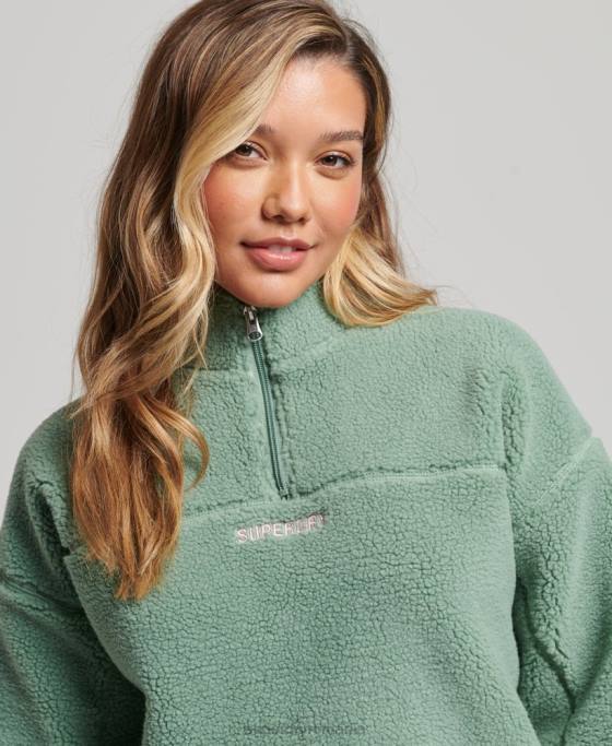 Superdry hanorac cu căptușeală moale henley borg îmbrăcăminte verde femei JX0Z5914