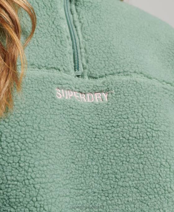 Superdry hanorac cu căptușeală moale henley borg îmbrăcăminte verde femei JX0Z5914