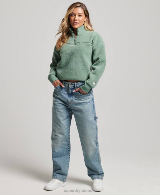 Superdry hanorac cu căptușeală moale henley borg îmbrăcăminte verde femei JX0Z5914