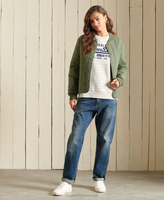 Superdry hanorac cu dungi vintage logo source îmbrăcăminte gri femei JX0Z6135