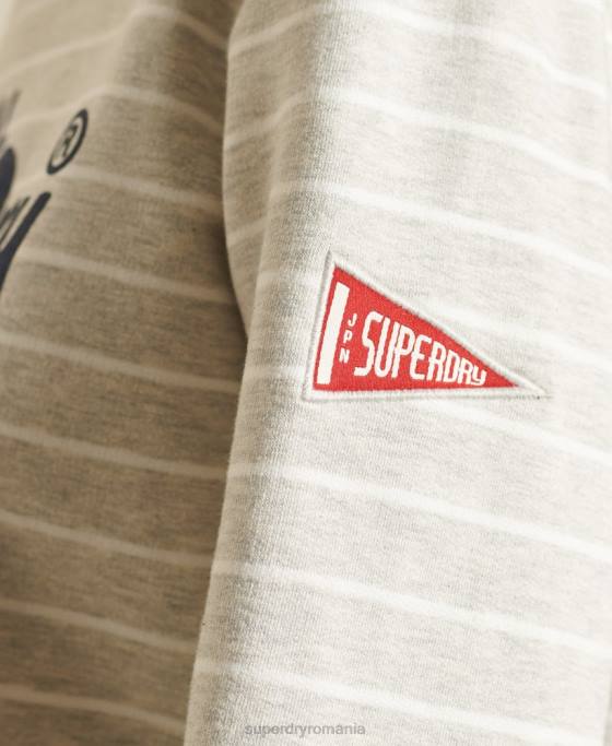 Superdry hanorac cu dungi vintage logo source îmbrăcăminte gri femei JX0Z6135