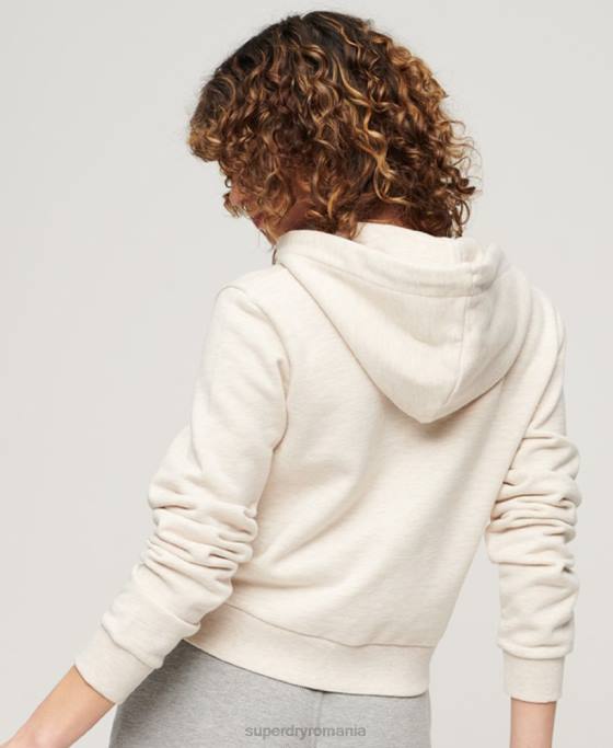 Superdry hanorac cu fermoar atletic esențial îmbrăcăminte bej femei JX0Z2027