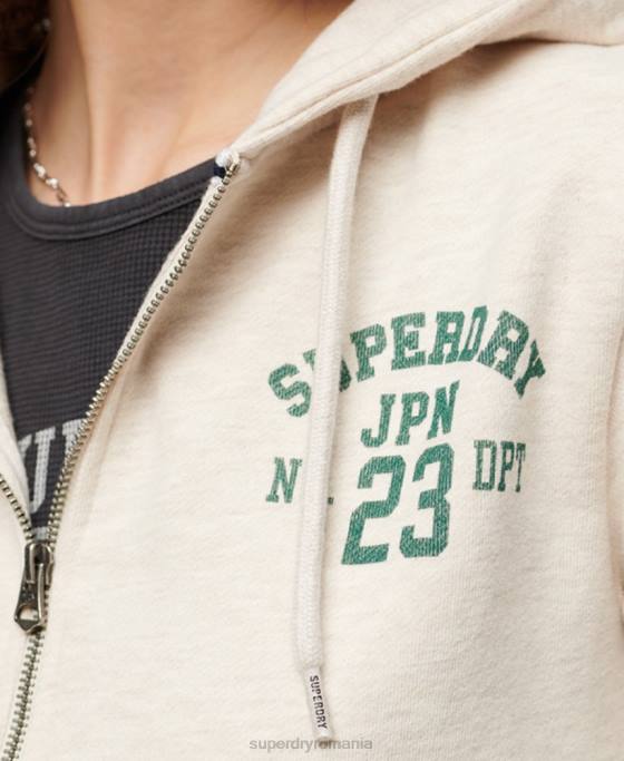 Superdry hanorac cu fermoar atletic esențial îmbrăcăminte bej femei JX0Z2027