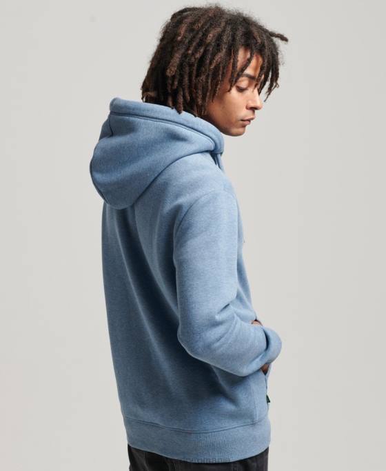 Superdry hanorac cu fermoar brodat cu logo vintage din bumbac organic îmbrăcăminte albastru deschis bărbați JX0Z704