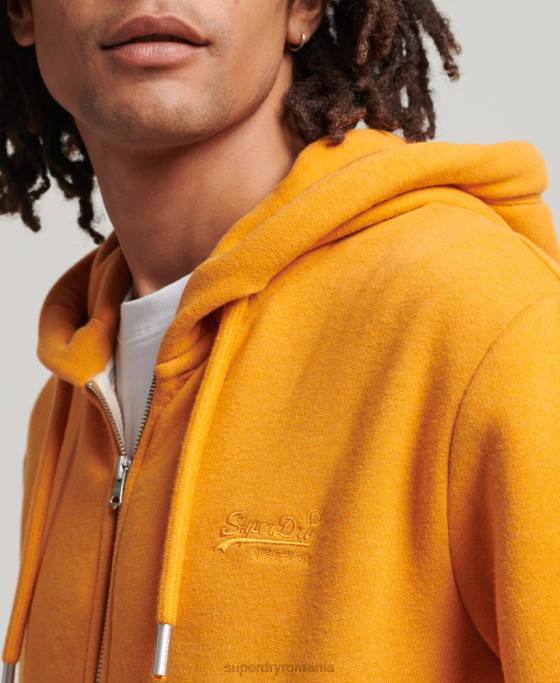 Superdry hanorac cu fermoar brodat cu logo vintage din bumbac organic îmbrăcăminte galben bărbați JX0Z580