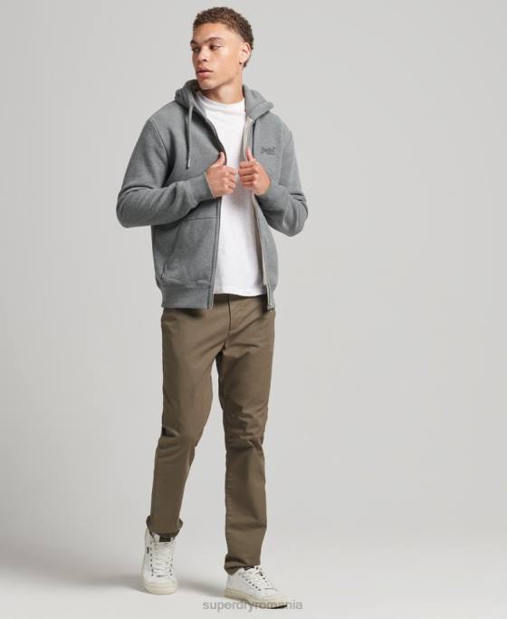Superdry hanorac cu fermoar brodat cu logo vintage din bumbac organic îmbrăcăminte gri bărbați JX0Z577