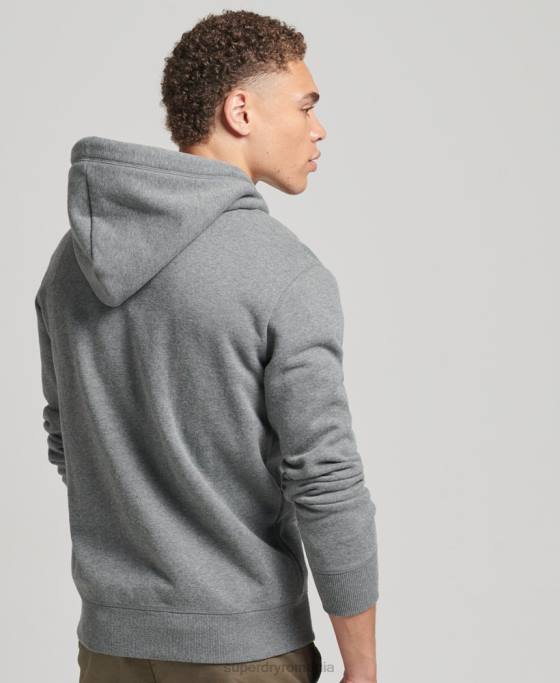 Superdry hanorac cu fermoar brodat cu logo vintage din bumbac organic îmbrăcăminte gri bărbați JX0Z577