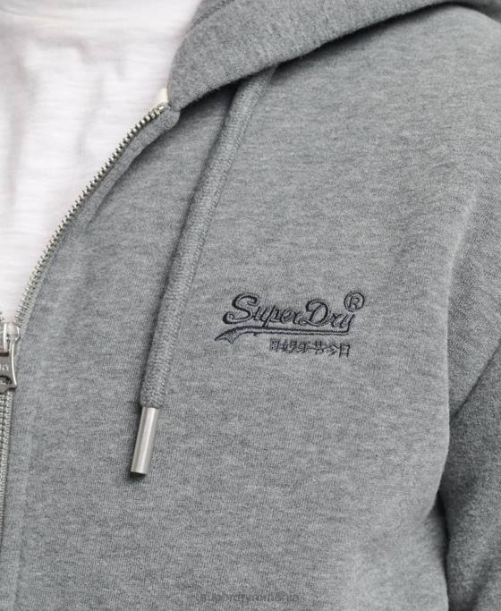 Superdry hanorac cu fermoar brodat cu logo vintage din bumbac organic îmbrăcăminte gri bărbați JX0Z577