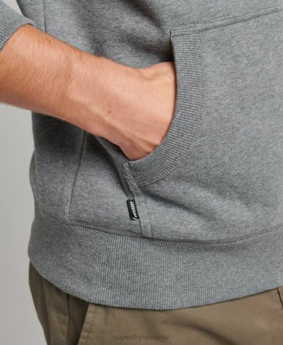 Superdry hanorac cu fermoar brodat cu logo vintage din bumbac organic îmbrăcăminte gri bărbați JX0Z577