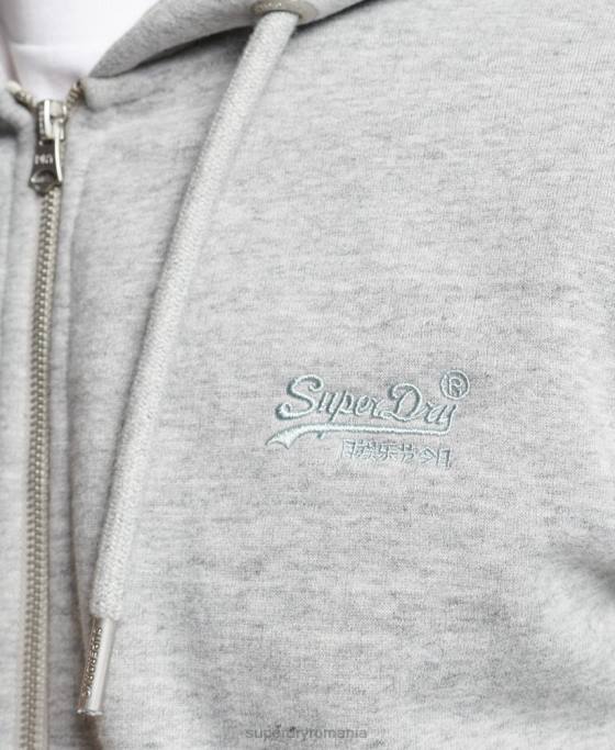 Superdry hanorac cu fermoar brodat cu logo vintage din bumbac organic îmbrăcăminte gri bărbați JX0Z640