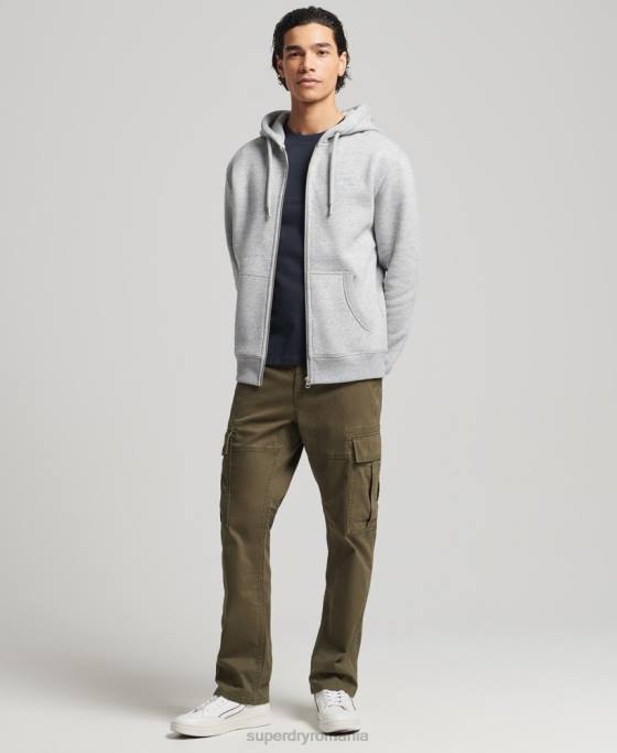 Superdry hanorac cu fermoar brodat cu logo vintage din bumbac organic îmbrăcăminte gri bărbați JX0Z652