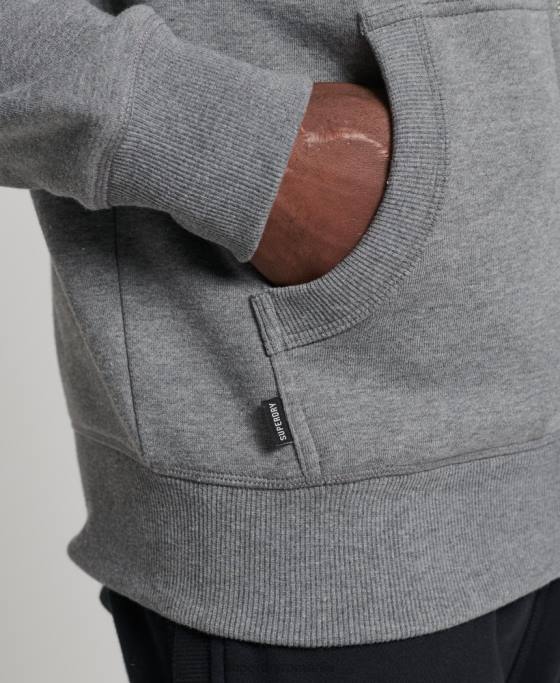 Superdry hanorac cu fermoar brodat cu logo vintage din bumbac organic îmbrăcăminte gri bărbați JX0Z885