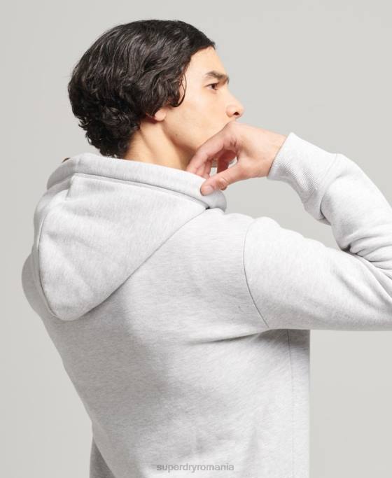 Superdry hanorac cu fermoar brodat cu logo vintage din bumbac organic îmbrăcăminte gri deschis bărbați JX0Z641