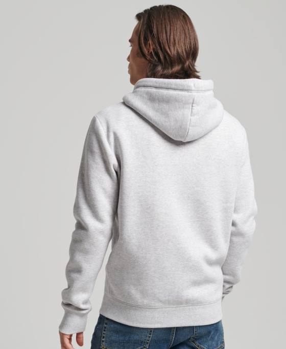 Superdry hanorac cu fermoar brodat cu logo vintage din bumbac organic îmbrăcăminte gri deschis bărbați JX0Z676