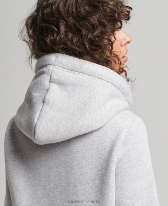 Superdry hanorac cu fermoar brodat cu logo vintage din bumbac organic îmbrăcăminte gri deschis femei JX0Z3316