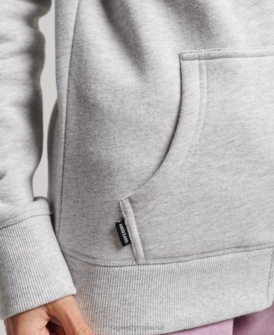 Superdry hanorac cu fermoar brodat cu logo vintage din bumbac organic îmbrăcăminte gri deschis femei JX0Z3316