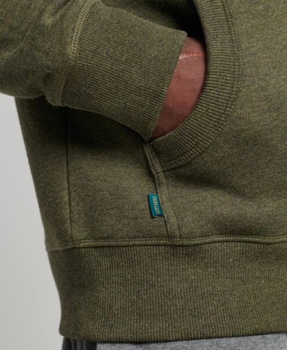 Superdry hanorac cu fermoar brodat cu logo vintage din bumbac organic îmbrăcăminte kaki bărbați JX0Z545