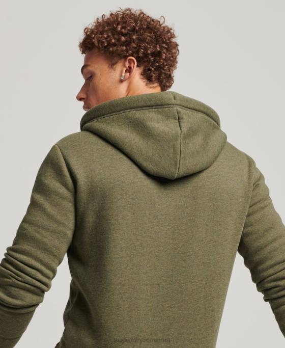 Superdry hanorac cu fermoar brodat cu logo vintage din bumbac organic îmbrăcăminte kaki bărbați JX0Z559