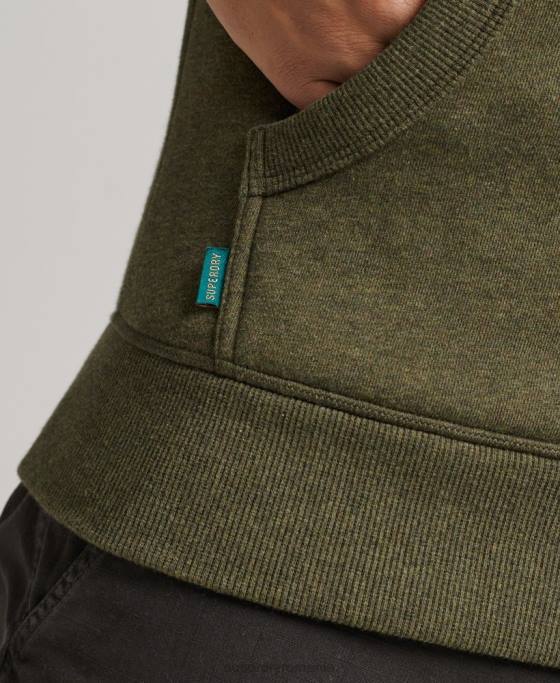 Superdry hanorac cu fermoar brodat cu logo vintage din bumbac organic îmbrăcăminte kaki bărbați JX0Z559