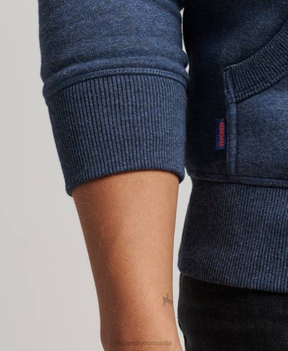 Superdry hanorac cu fermoar brodat cu logo vintage din bumbac organic îmbrăcăminte marina bărbați JX0Z480