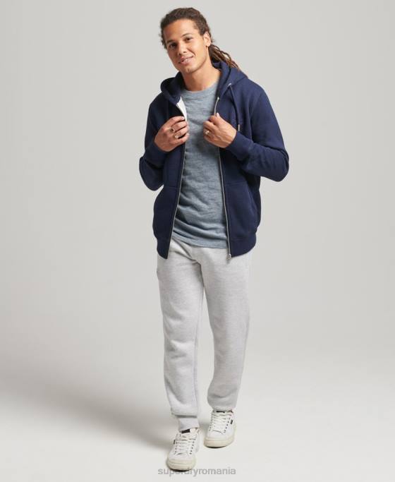 Superdry hanorac cu fermoar brodat cu logo vintage din bumbac organic îmbrăcăminte marina bărbați JX0Z5052