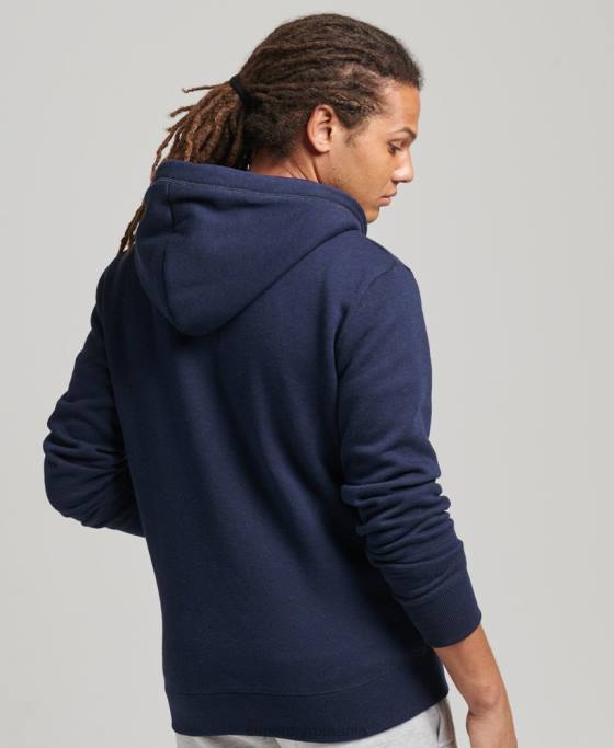 Superdry hanorac cu fermoar brodat cu logo vintage din bumbac organic îmbrăcăminte marina bărbați JX0Z5052