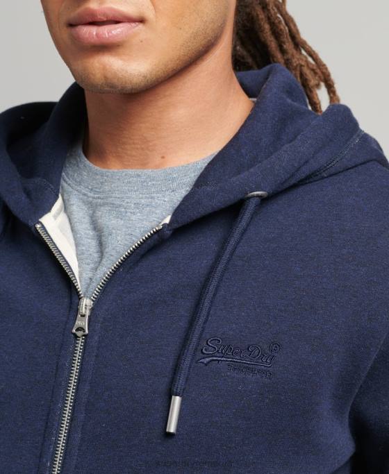 Superdry hanorac cu fermoar brodat cu logo vintage din bumbac organic îmbrăcăminte marina bărbați JX0Z5052