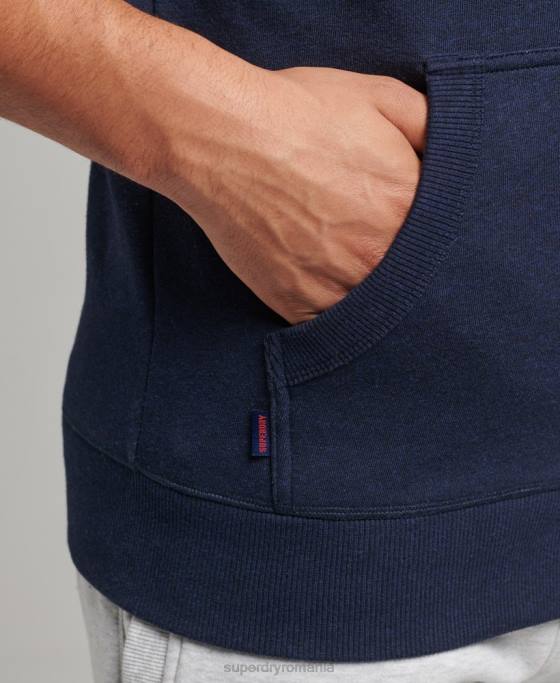 Superdry hanorac cu fermoar brodat cu logo vintage din bumbac organic îmbrăcăminte marina bărbați JX0Z5052