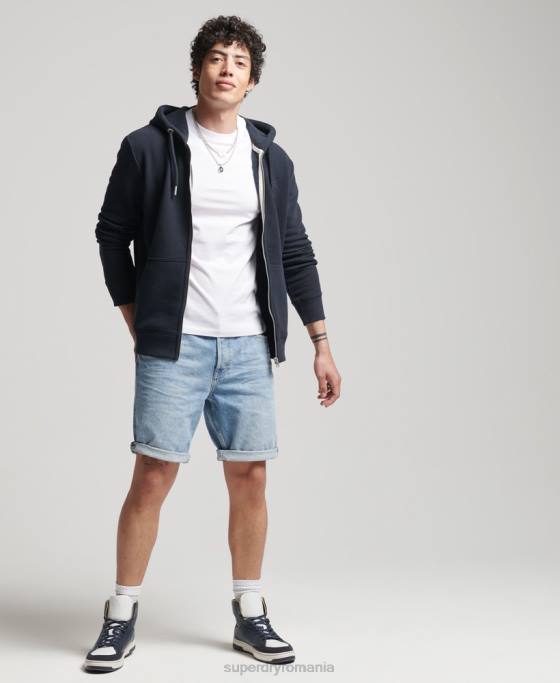 Superdry hanorac cu fermoar brodat cu logo vintage din bumbac organic îmbrăcăminte marina bărbați JX0Z5183