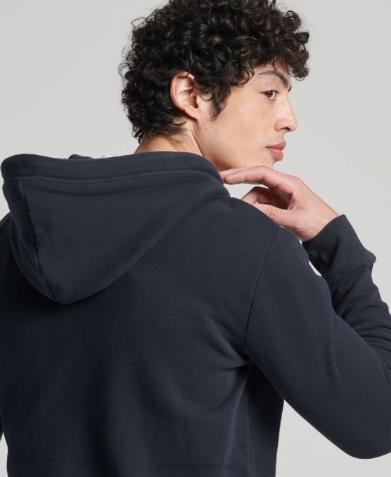 Superdry hanorac cu fermoar brodat cu logo vintage din bumbac organic îmbrăcăminte marina bărbați JX0Z5183