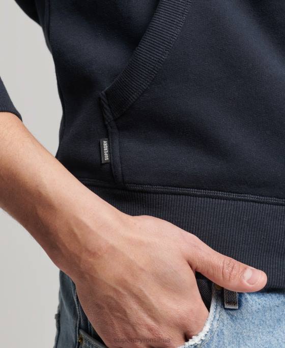 Superdry hanorac cu fermoar brodat cu logo vintage din bumbac organic îmbrăcăminte marina bărbați JX0Z5183