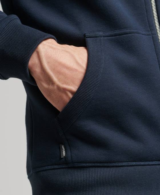 Superdry hanorac cu fermoar brodat cu logo vintage din bumbac organic îmbrăcăminte marina bărbați JX0Z626