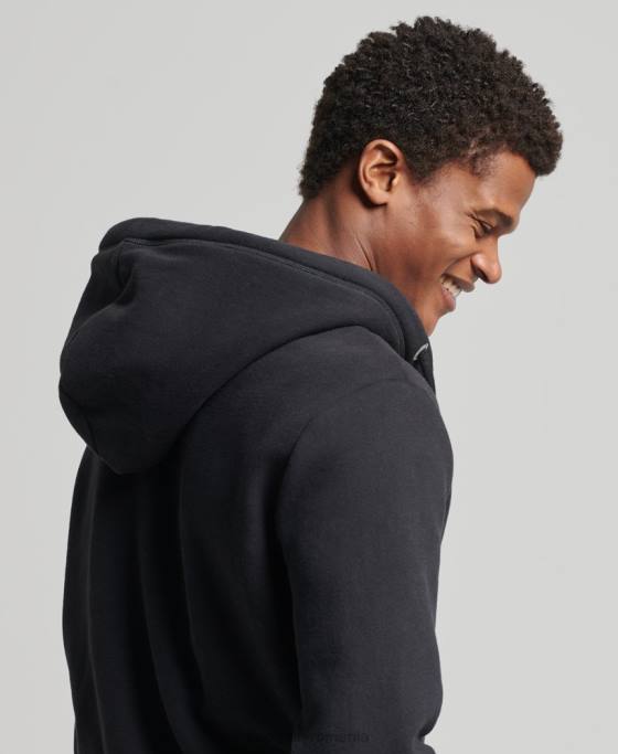 Superdry hanorac cu fermoar brodat cu logo vintage din bumbac organic îmbrăcăminte negru bărbați JX0Z516