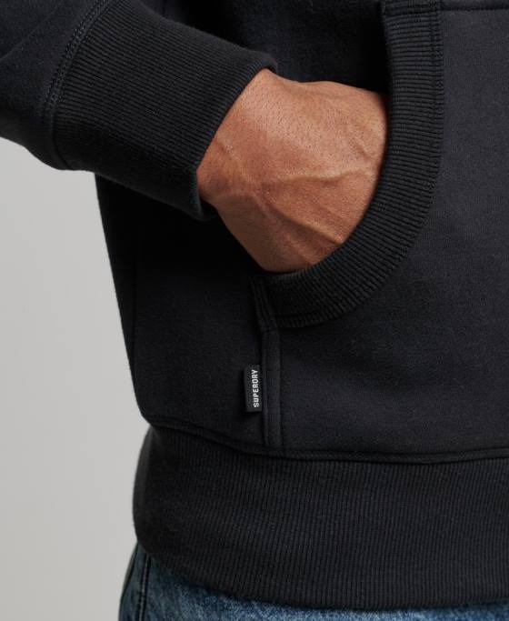 Superdry hanorac cu fermoar brodat cu logo vintage din bumbac organic îmbrăcăminte negru bărbați JX0Z516