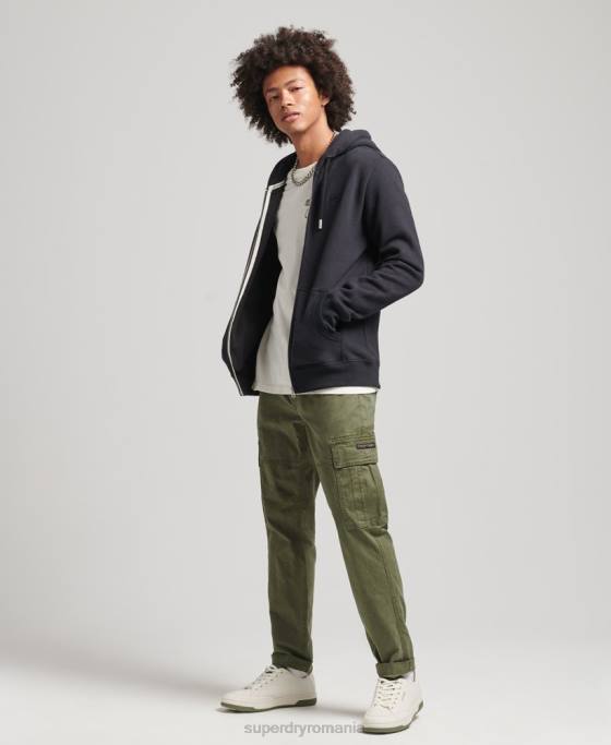 Superdry hanorac cu fermoar brodat cu logo vintage din bumbac organic îmbrăcăminte negru bărbați JX0Z612