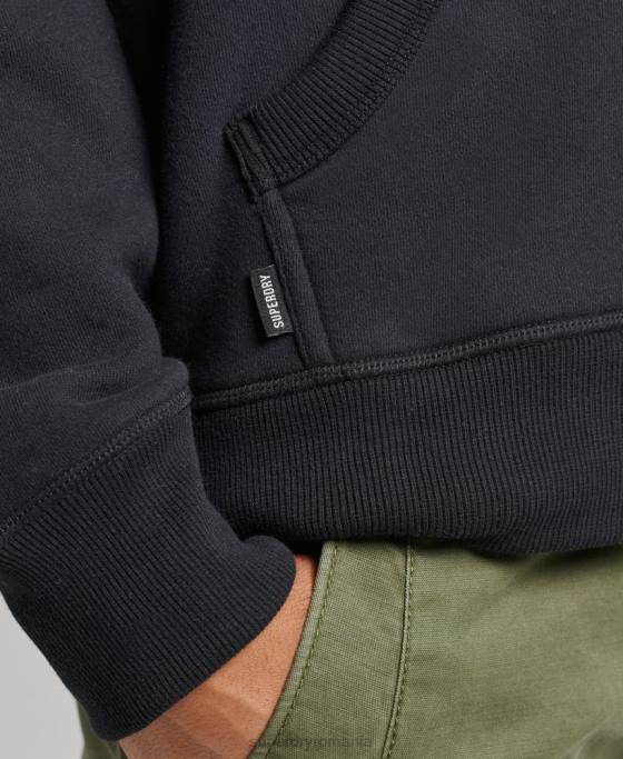 Superdry hanorac cu fermoar brodat cu logo vintage din bumbac organic îmbrăcăminte negru bărbați JX0Z612