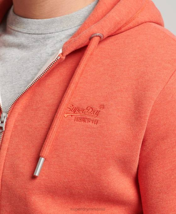 Superdry hanorac cu fermoar brodat cu logo vintage din bumbac organic îmbrăcăminte portocale bărbați JX0Z512