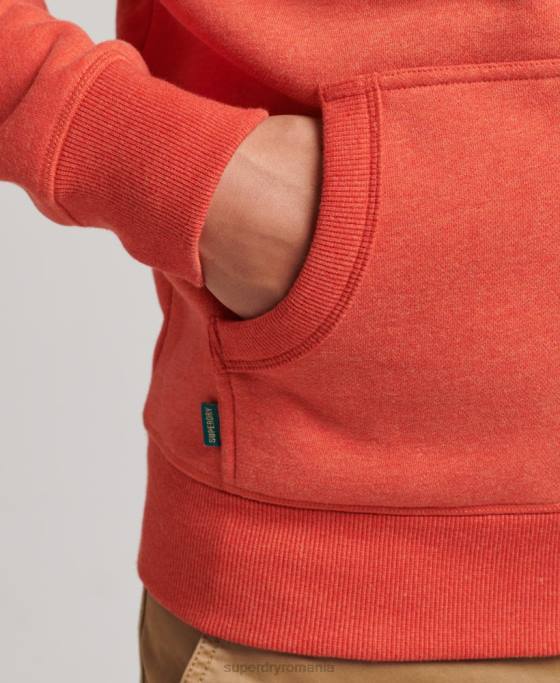 Superdry hanorac cu fermoar brodat cu logo vintage din bumbac organic îmbrăcăminte portocale bărbați JX0Z512