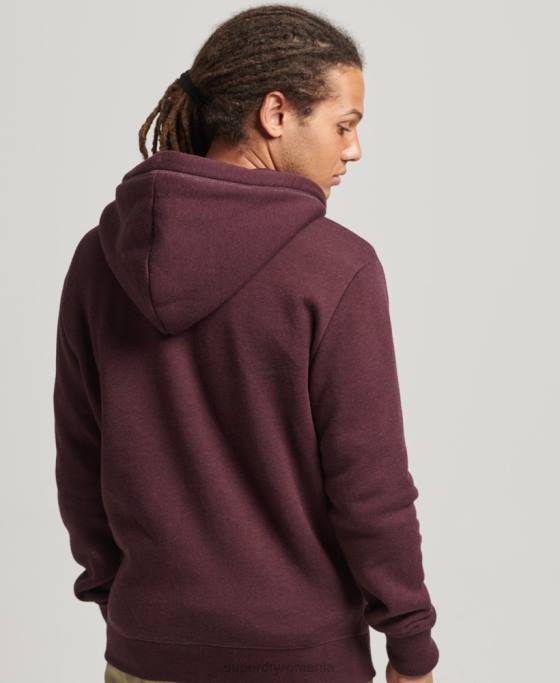 Superdry hanorac cu fermoar brodat cu logo vintage din bumbac organic îmbrăcăminte roșu bărbați JX0Z551