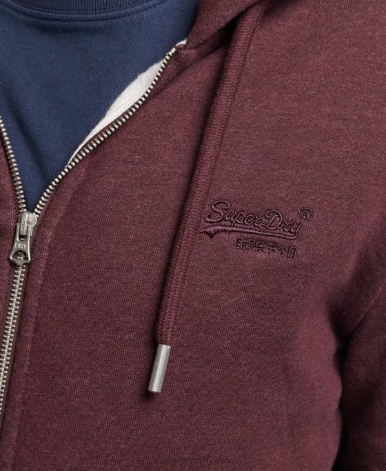 Superdry hanorac cu fermoar brodat cu logo vintage din bumbac organic îmbrăcăminte roșu bărbați JX0Z551