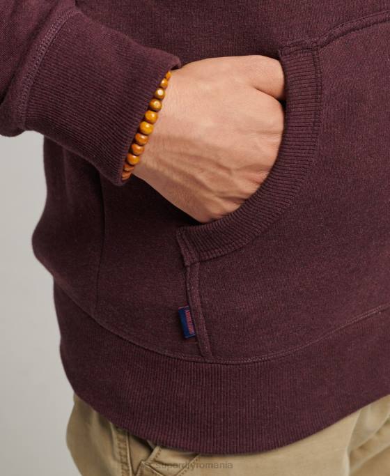 Superdry hanorac cu fermoar brodat cu logo vintage din bumbac organic îmbrăcăminte roșu bărbați JX0Z551
