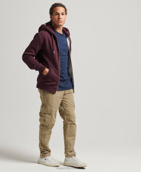 Superdry hanorac cu fermoar brodat cu logo vintage din bumbac organic îmbrăcăminte roșu bărbați JX0Z551