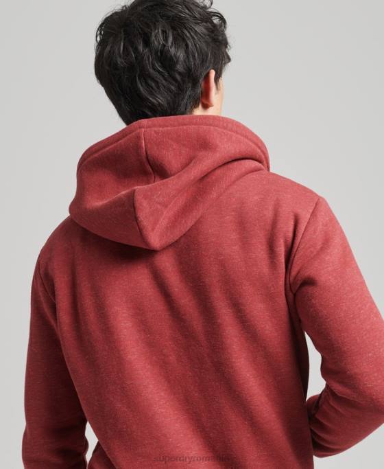 Superdry hanorac cu fermoar brodat cu logo vintage din bumbac organic îmbrăcăminte roșu bărbați JX0Z596