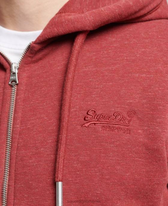 Superdry hanorac cu fermoar brodat cu logo vintage din bumbac organic îmbrăcăminte roșu bărbați JX0Z596