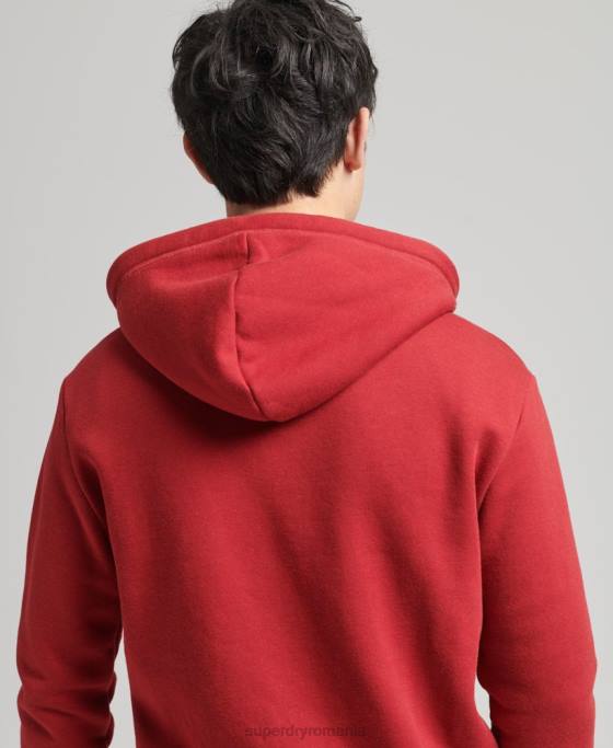Superdry hanorac cu fermoar brodat cu logo vintage din bumbac organic îmbrăcăminte roșu bărbați JX0Z628