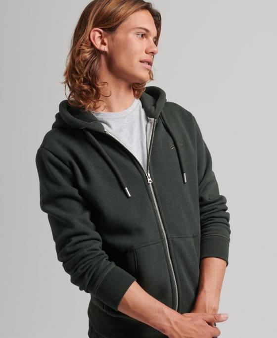Superdry hanorac cu fermoar brodat cu logo vintage din bumbac organic îmbrăcăminte verde bărbați JX0Z525