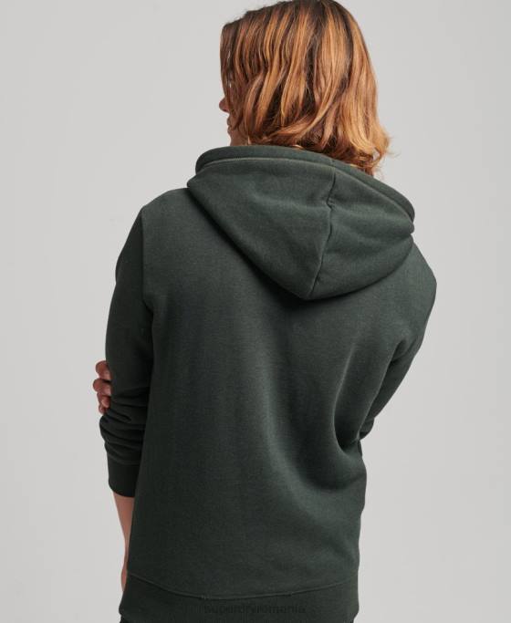 Superdry hanorac cu fermoar brodat cu logo vintage din bumbac organic îmbrăcăminte verde bărbați JX0Z525