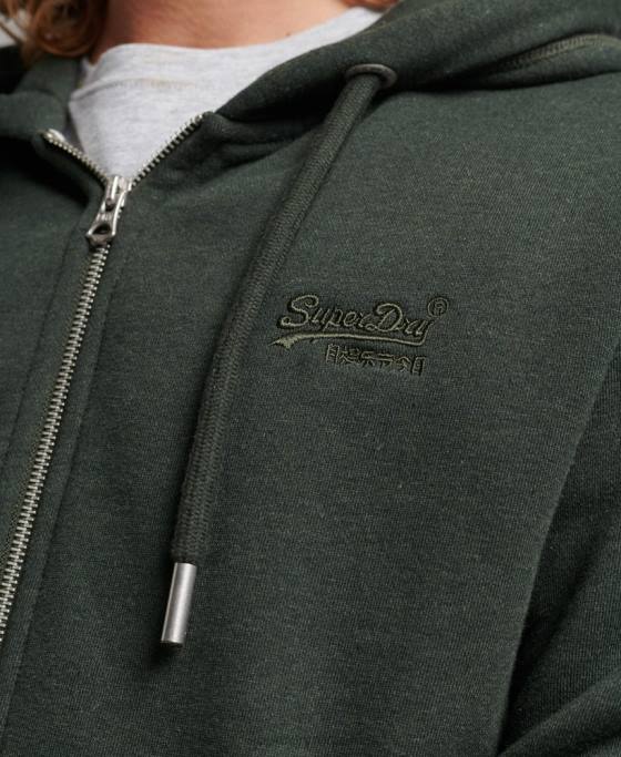 Superdry hanorac cu fermoar brodat cu logo vintage din bumbac organic îmbrăcăminte verde bărbați JX0Z525