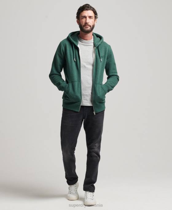 Superdry hanorac cu fermoar brodat cu logo vintage din bumbac organic îmbrăcăminte verde bărbați JX0Z710