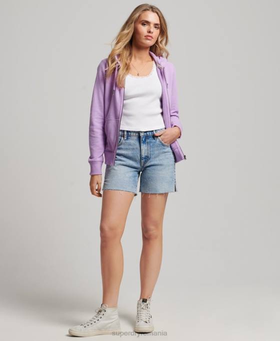 Superdry hanorac cu fermoar brodat cu logo vintage îmbrăcăminte Violet femei JX0Z2238